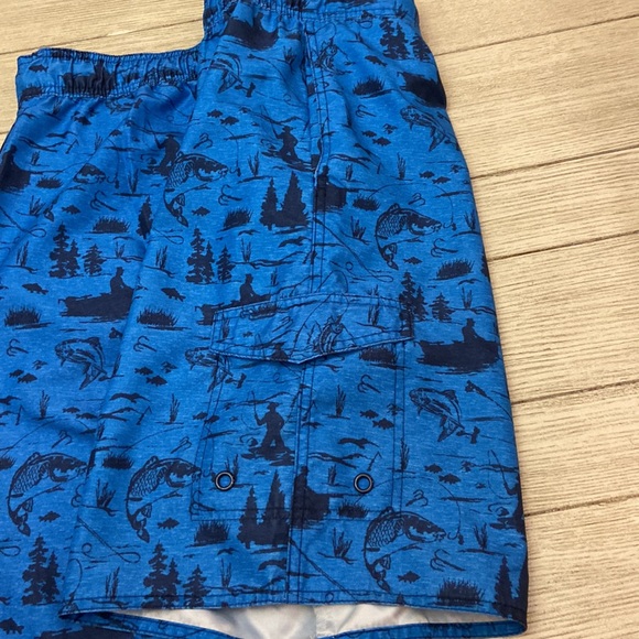 Men's Blue Design Swim Trunks Size L - Picture 3 of 5